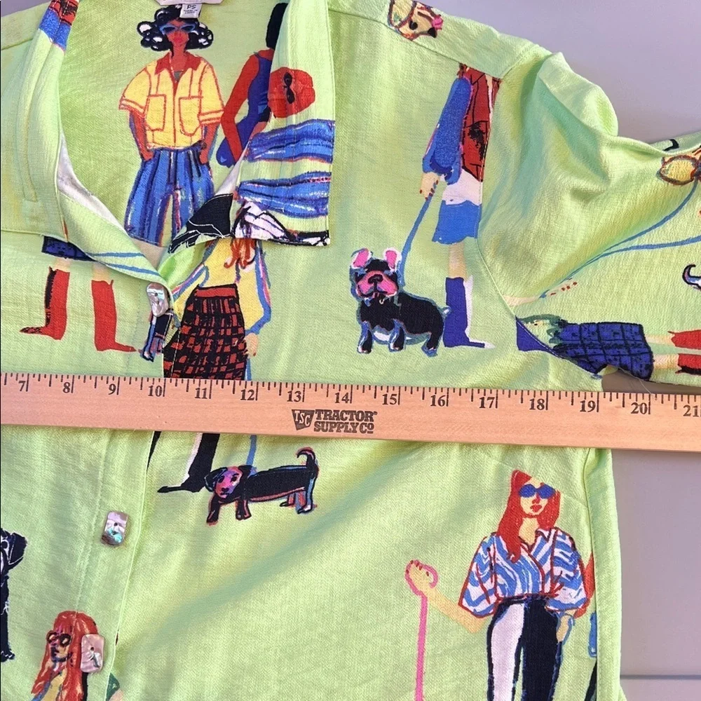 John Mark Green Button Down Shirt with Colorful Dog Print PS